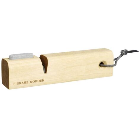 Fiskars – Aiguiseur de haches et couteaux compact en bois de bouleau FSC – Pierre à aiguiser céramique – Dimensions 20.6 x 5.85 cm – Léger 130 g - V365063