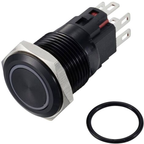 TRU COMPONENTS TC-12647436 Bouton-poussoir 250 V/AC 3 A 1 x Off/(On) IP65 RVB à rappel Aluminium, anodisé 1 pc(s) (1/2)