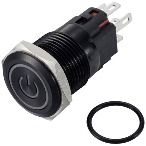 TRU COMPONENTS TC-12647468 Interrupteur à pression 250 V/AC 3 A 1 x Off/(On) IP65 vert à accrochage Aluminium, anodisé (1/2)