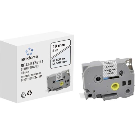 Ruban d'étiquetage Renkforce RF-LT-BTZe141 compatible remplace Brother TZe-141 18 mm Couleur de ruban: transparent Coul (1/2)