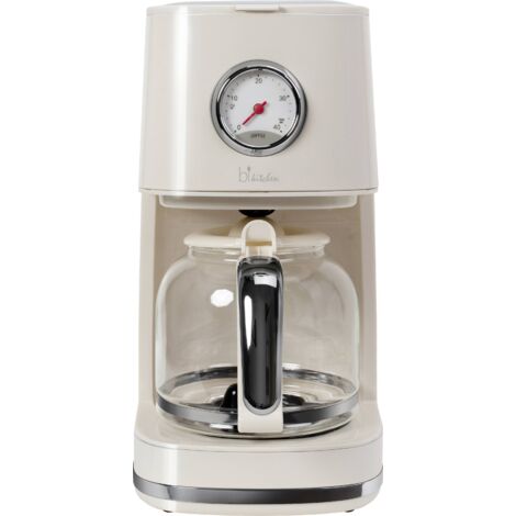 Cafetière 12 tasses blanc crème – Verseuse en verre – Puissance 900W – Fonction maintien au chaud – Nettoyage facile – Bikitchen