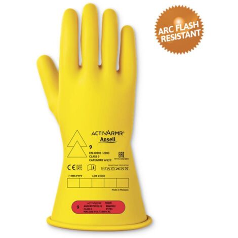 Ansell RIG011Y090 Gants de Protection Jaune Taille 9