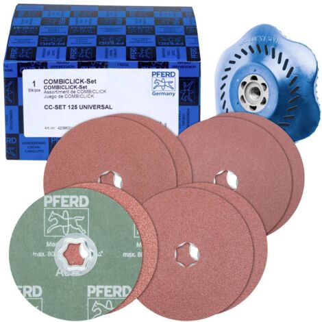 PFERD TOOLS 42098001 SET de disques en fibre de verre COMBICLICK Ø125mm A36, 60, 80, 120 avec plateau de support CC-H-G (1/6)