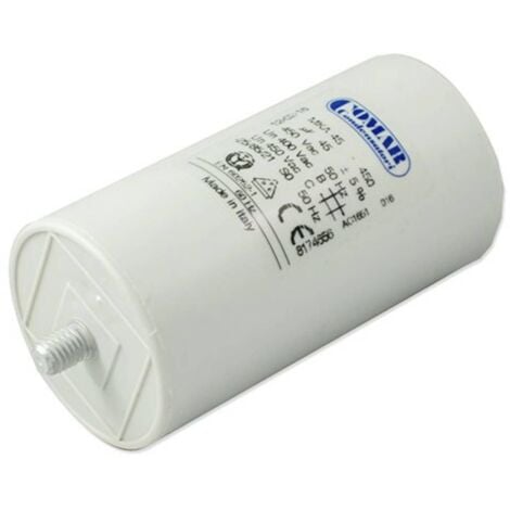 Condensateur Moteur 450V 9µF Condensateur Moteur VIOKS 450V 9µF CBB60 - Cosses 6.3mm Et Vis M8 - Pour électroménager Condensateur Cbb60 9µf 450v