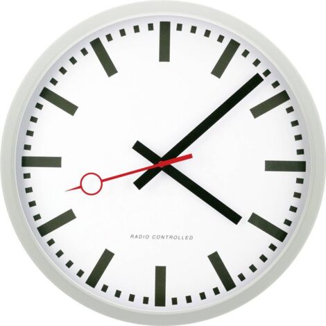 Horloge murale EUROTIME 59530-07 radiopiloté(e) 35 cm argent mécanisme d'horloge silencieux (1/2)