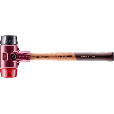 Marteau de protection Halder SIMPLEX avec corps en acier moulé et manche en bois Ø 50 mm Position caoutchouc / plastique - 3026.050