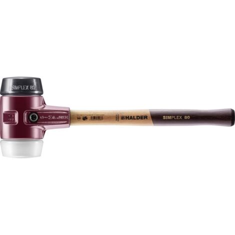 Halder – Maillet SIMPLEX 80mm – Tête caoutchouc noir et superplastique – Manche bois ergonomique – Poids 2770g – Longueur 490mm - MM 1 PC