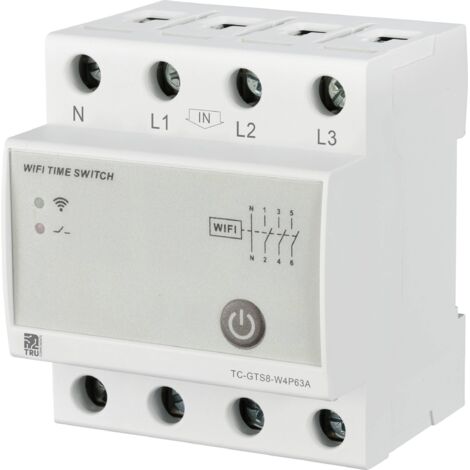 TRU COMPONENTS TC-12485088 TC-GTS8-W4P63A Interrupteur WiFi 230 V/AC 1 pc(s) Plage temporelle: 1 min - 24 h 3 NO (T) Q595453 (1/5)