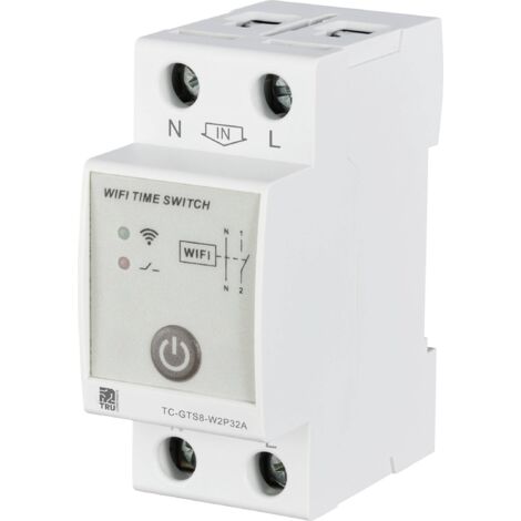 TRU COMPONENTS TC-12485084 TC-GTS8-W2P32A Interrupteur WiFi 230 V/AC 1 pc(s) Plage temporelle: 1 min - 24 h 1 NO (T) Q595493 (1/5)