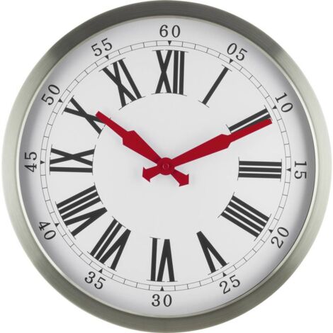 Horloge murale EUROTIME 56860-07 radiopiloté(e) 40 cm argent Y115573