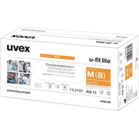 UVEX U-FIT LITE 6016807 100 PC(S) GANTS À USAGE UNIQUE TAILLE: S EN 420:2003+A1:2009, EN 374-1:2016+A1:2018, EN 374-5:2016, EN 3 (1/2)