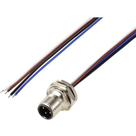 TRU COMPONENTS TC-12833072 Fiche encastrée pour capteur/actionneur M12 embase mâle 0.5 m Nombre de pôles: 4 1 pc(s) A765863 (1/3)
