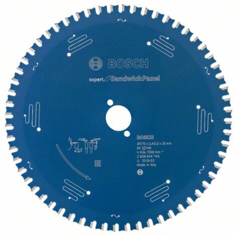 Bosch – Lame de scie circulaire 270 mm – Alésage 30 mm – 60 dents Microteq pour panneaux sandwich en tôle d'acier – Coupe nette et silencieuse