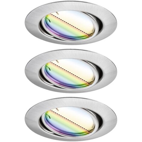 Paulmann 92467 Luminaire à LED encastrable jeu de 3 LED 14.7 W fer (brossé)