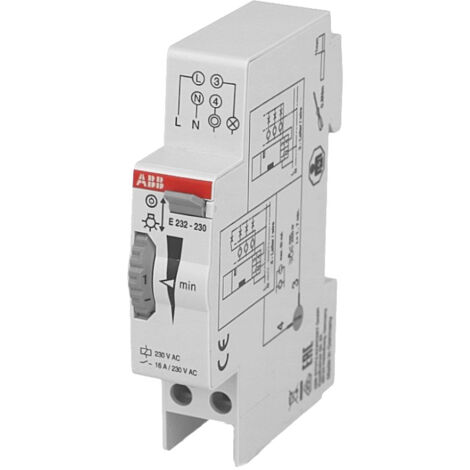ABB – Minuterie 16A pour tableau électrique – Réglage 0,5 à 10 min – Interrupteur permanent – Alimentation 230V – Idéale pour éclairage et ventilation