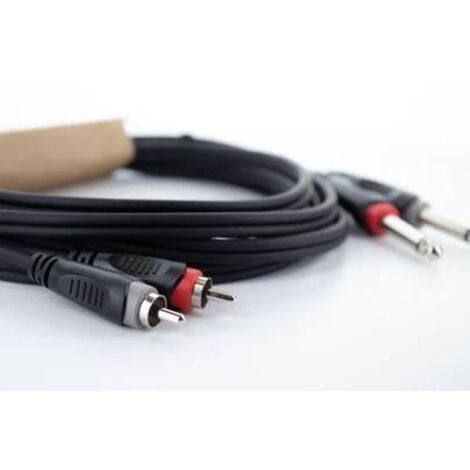 Câble de raccordement Cordial 14841 Jack / Cinch-RCA audio [2x Jack mâle 6,3 mm (mono) - 2x Cinch-RCA mâle] 3 m noir gaine en PVC, câble jumelé Y817913 (1/5)