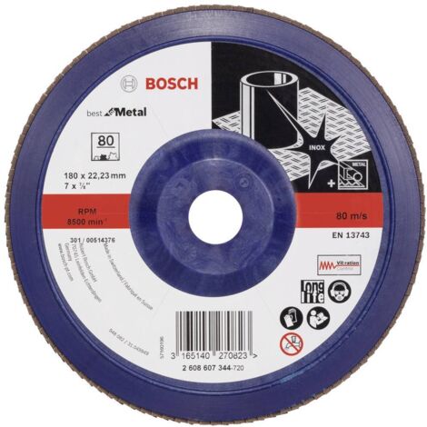 Bosch Accessories 2608607344 X571 Disque segmenté Diamètre 180 mm Ø de perçage 22.33 mm Grain 80 acier 1 pc(s) (1/4)