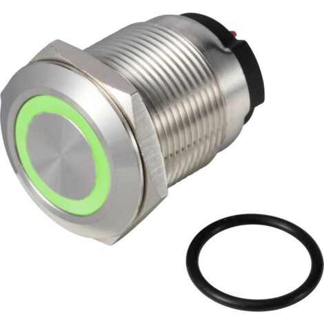 TRU COMPONENTS TC-13224216 ONPOW6319F-10ZE/Q/G/12V/S Bouton-poussoir 36 V DC/AC 2 A 1 x Off/(On) à accrochage vert IP65 1 pc(s) Y787313 (1/2)