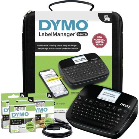 DYMO LabelManager Imprimante d'étiquettes adapté pour rubans: D1 6 mm, 9 mm, 12 mm, 19 mm, 24 mm (1/4)