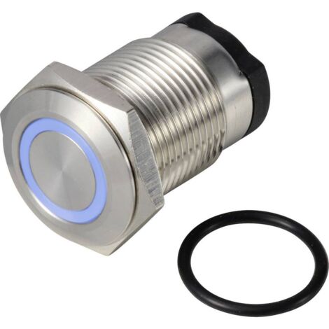TRU COMPONENTS TC-13224176 ONPOW6316F-10ZE/Q/B/12V/S Bouton-poussoir 36 V DC/AC 2 A 1 x Off/(On) à accrochage bleu IP65 (1/2)