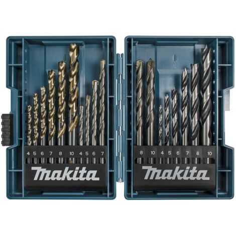 Makita – Kit de forets 18 pièces pour métal, pierre, bois – Diamètres 4 à 10 mm – Coffret de rangement inclus – B49432