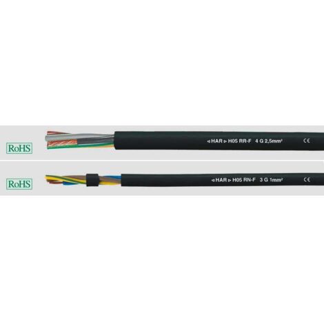 Helukabel 35001 Câble à gaine caoutchouc H05RR-F 2 x 0.75 mm² noir 50 m D814801 (1/2)