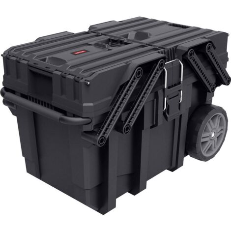 Keter – Chariot d'atelier noir 64,6 x 37,3 x 41 cm – Compartiments ajustables 3 à 8 – Résistant à l'eau et à la poussière – Poignée télescopique - Q179102