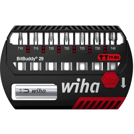 Wiha Jeu d'embouts BitBuddy 8 pièces I Embout TY 29 mm TORX 1/4" C6,3 I Accessoire pour applications de vissage I Adapté aux visseuses à impact & à percussion (42136) (1/4)