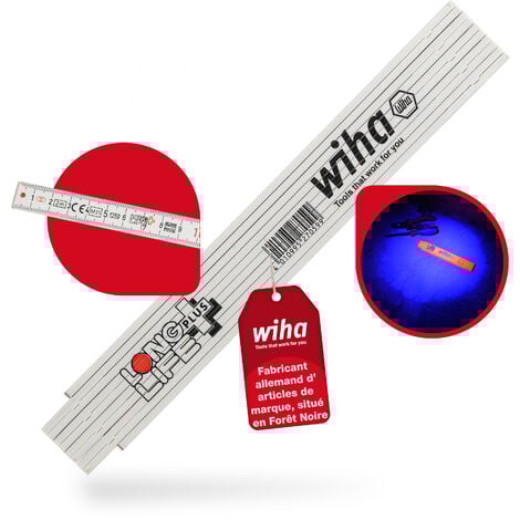 Wiha Mètre pliant Longlife® Plus 2 m métrique, 10 branches 15 mm (27059)
