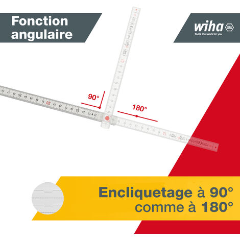 Wiha Mètre pliant Longlife® Plus 2 m métrique, 10 branches 15 mm (27059)