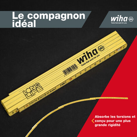 Wiha Mètre pliant Longlife® 2 m métrique, 10 branches 15 mm (27058)