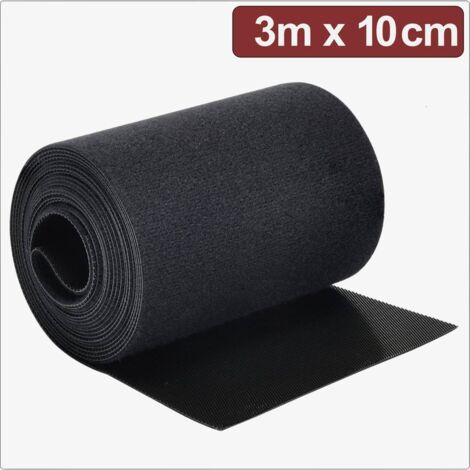 Bande auto-agrippante 3 m x 10 cm noir – Fixation velours et crochet – Pour câbles, appareils de sport, textiles – Polyamide – Quadrios