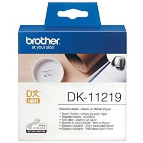 Brother DK-11219 Rouleau d'étiquettes Ø 12 mm papier blanc 1200 pc(s) fixation permanente DK11219 Etiquette universelle