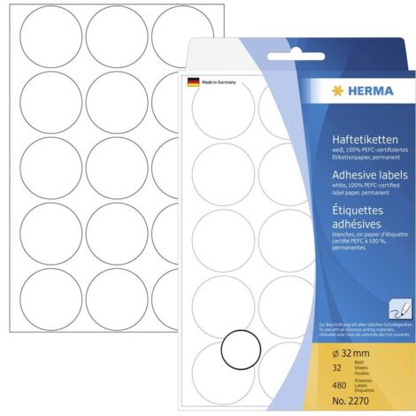 Herma 2270 Pastilles Ø 32 mm blanc 480 pc(s) fixation permanente papier (1/4)