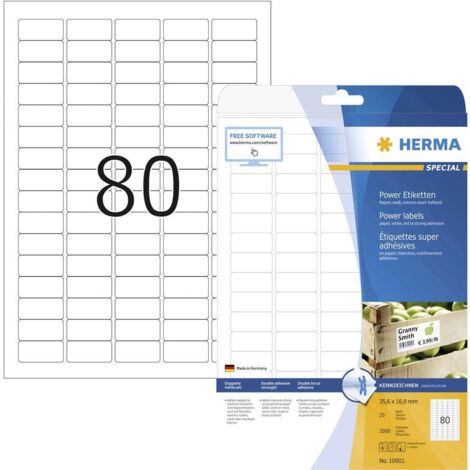 Herma 10901 Etiquette universelles 35.6 x 16.9 mm papier blanc 2000 pc(s) fixation permanente imprimante à jet d'encre, (1/4)