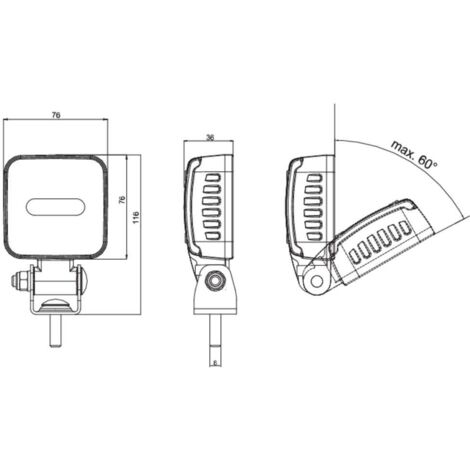 WAS Phare de recul 12 V/DC, 24 V/DC, 36 V/DC, 48 V/DC, 70 V/DC W263 2172 W263 éclairage de proximité large (l x H x P) (1/4)