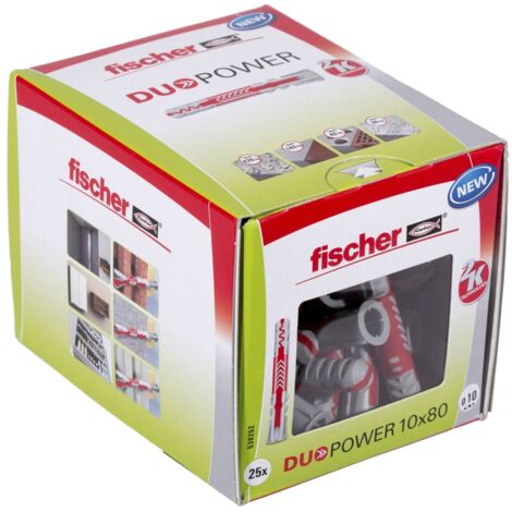 Fischer – Cheville DUOPOWER 10x80 LD – Lot de 25 pièces – Résistance optimale pour béton armé – Vissage sans rotation