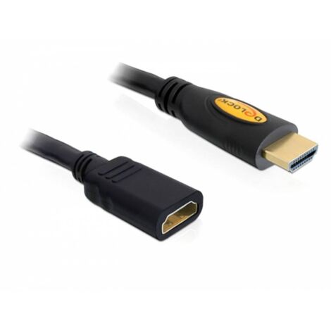 Rallonge Delock HDMI Fiche mâle HDMI-A, Prise femelle HDMI-A 5.00 m noir 83082 4K UHD, contacts dorés Câble HDMI
