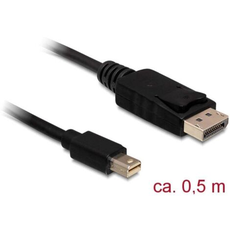 Câble adaptateur Delock Mini-Display / DisplayPort Fiche mâle Mini DisplayPort, Fiche mâle DisplayPort 0.50 m noir 8398 (1/3)