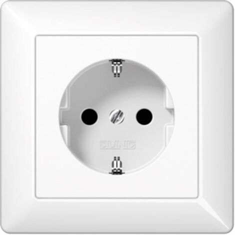 Jung Prise SCHUKO®, 16 A 250 V , SAFETY+, avec cadre intégré, duroplastique, série AS, blanc alpin AS 1520 KI WW (1/2)