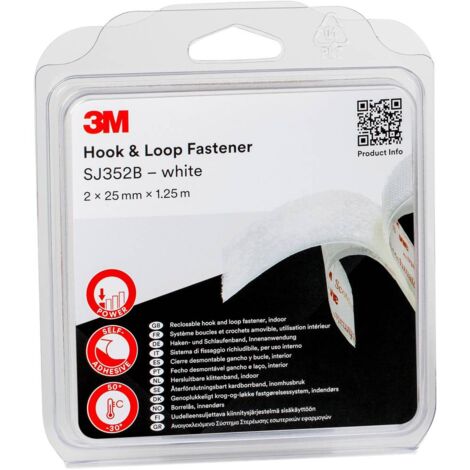 3M SJ352B Bande auto-agrippante à coller (L x l) 1.25 m x 25 mm blanc 1 pc(s)
