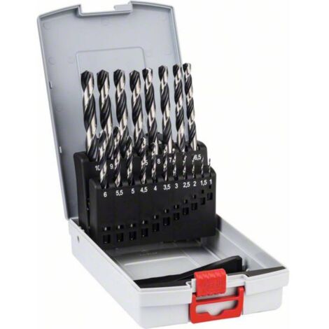 Bosch – Foret hélicoïdal HSS PointTeQ 19 pièces – Diamètres 1 à 3 mm – Pointe autocentreuse pour perçage précis – Norme DIN 338