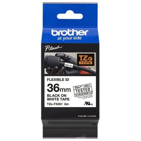 Ruban d'étiquetage flexible Brother TZe-FX, TZ-FX TZe-FX261 Couleur de ruban: blanc Couleur de police:noir 36 mm 8 m