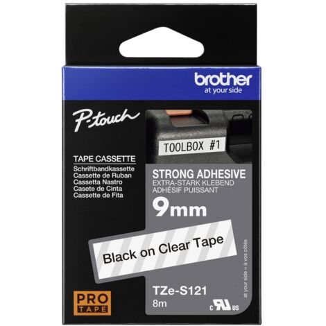 Brother TZe, TZ TZe-S121 Couleur de ruban: transparent Couleur de police:noir 9 mm 8 m (1/4)
