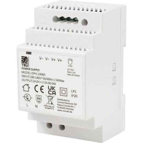 TRU COMPONENTS TC-10580820 Alimentation rail DIN 24 V/DC 2.5 A 60 W Nbr. de sorties:1 x Contenu 1 pc(s) X135732