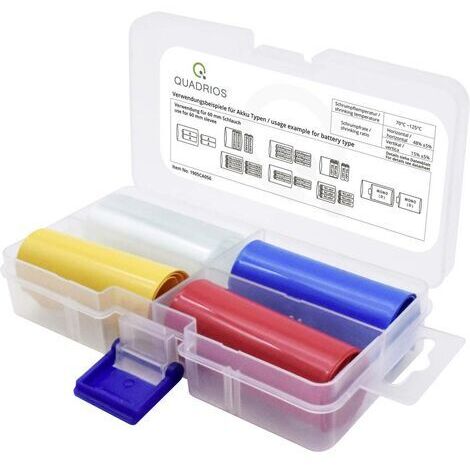 Quadrios 1905CA057 Gaine thermorétractable pour batteries sans colle transparent, bleu, jaune, rouge 36 mm 19 mm Taux d (1/5)