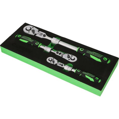 Kstools – Coffret de 3 clés à cliquet télescopiques 1/4" 3/8" 1/2" – Métal robuste – Accès facile dans espaces restreints – Pour réparation mécanique (1/4)