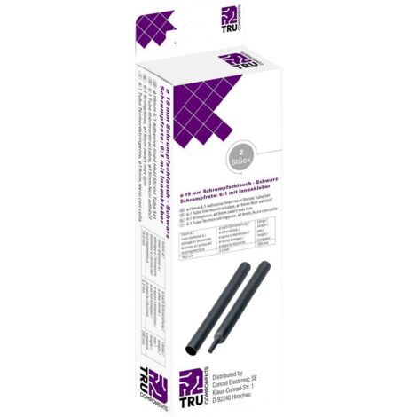 TRU COMPONENTS T1904CA047 Gaine thermorétractable avec colle noir 19 mm 3.10 mm Taux de retreint:6:1 2 pc(s) (1/3)