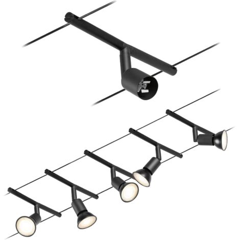 PAULMANN 94446 SET D'ÉCLAIRAGE LED SALT DC MAX. 5 X 10 W EXTENSIBLE CHROMÉ MAT CÂBLE MÉTALLIQUE EN PLASTIQUE GU5,3