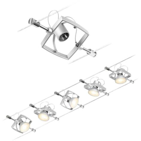 Paulmann – Système complet d'éclairage sur câble 94430 – GU5.3 chrome (mat) – Longueur 10 m – 5 lumières – Transformateur 60 VA